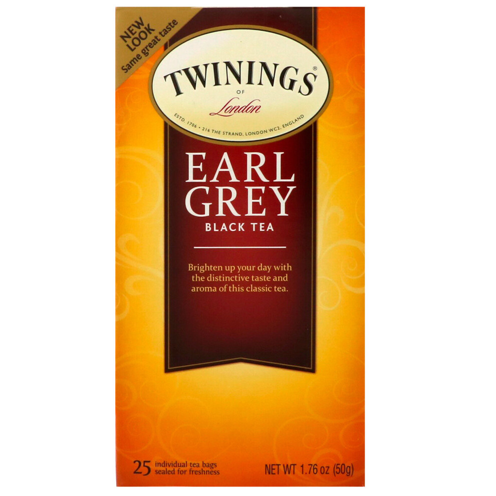 Twinings Earl Tea, 25 Tea Bags, 1.76 Oz (50 G) Grey/Black