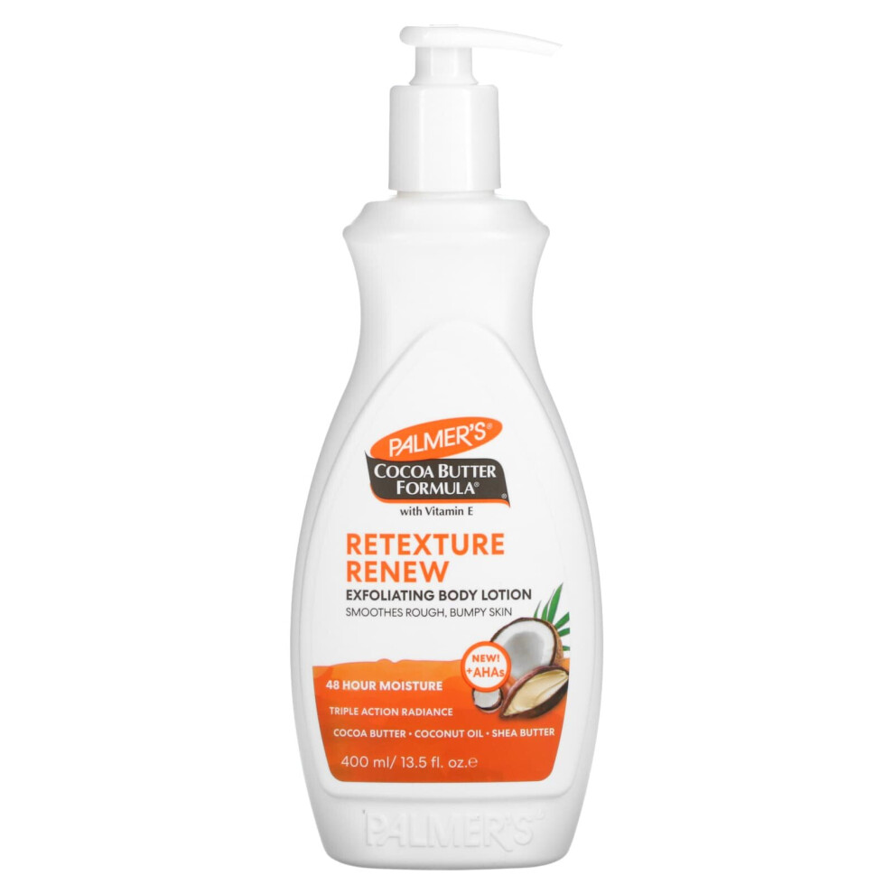 Palmer's, Cocoa Butter Formula With Vitamin E, Retexture Renew Exfoliating Body Lotion, 13.5 Fl Oz (400 ml)