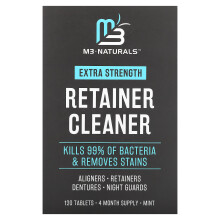 M3 Naturals, Retainer Reiniger, Extra Stärke, Minze, 120 Tabletten