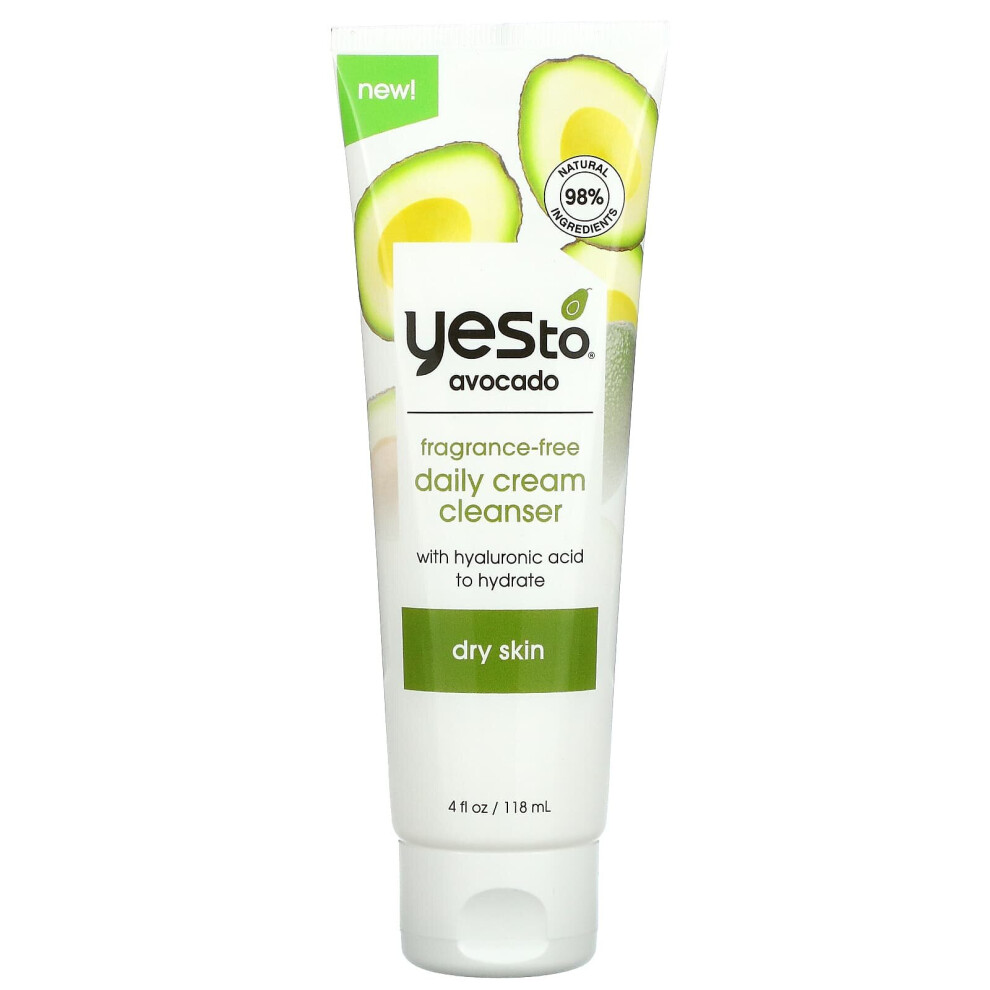 Yes To Cream Avocado Fragrance Free Daily Cleanser Hydrating Face Wash That Removes Makeup & Impurities Leaving Skin Moisturized With Hyaluronic
