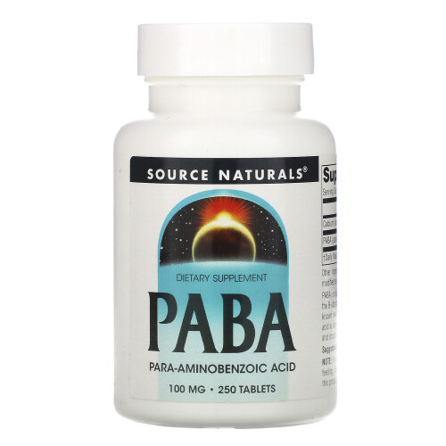 Source Naturals, PABA, 100 mg, 250 Tabletten