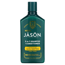 Jason Natural Men's 2-in-1 Shampoo + Conditioner, Citrus Ginger, All Hair Types, 12 oz