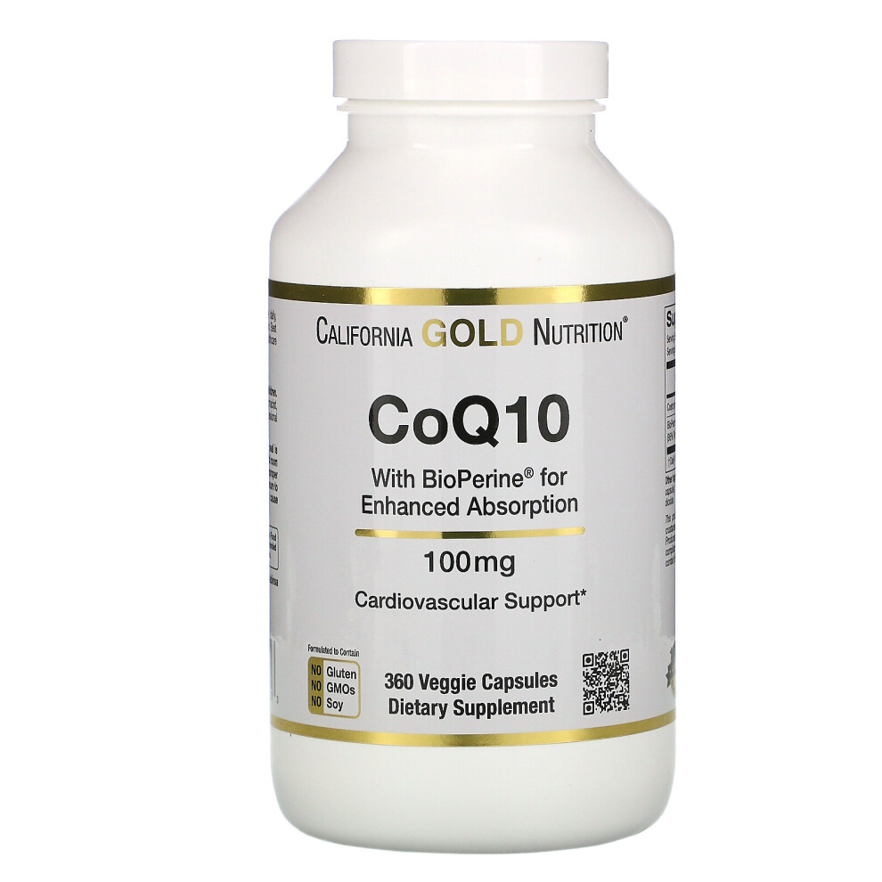California Gold Nutrition Gold California Nutrition, Coq10 Usp With Bioperine, 100 Mg, 360 Veggie Capsules