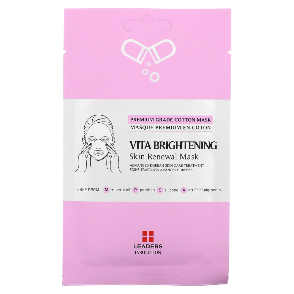 Leaders , Vita Brightening Skin Renewal Beauty Mask, 1 Sheet, 0.84 Fl Oz (25 Ml)