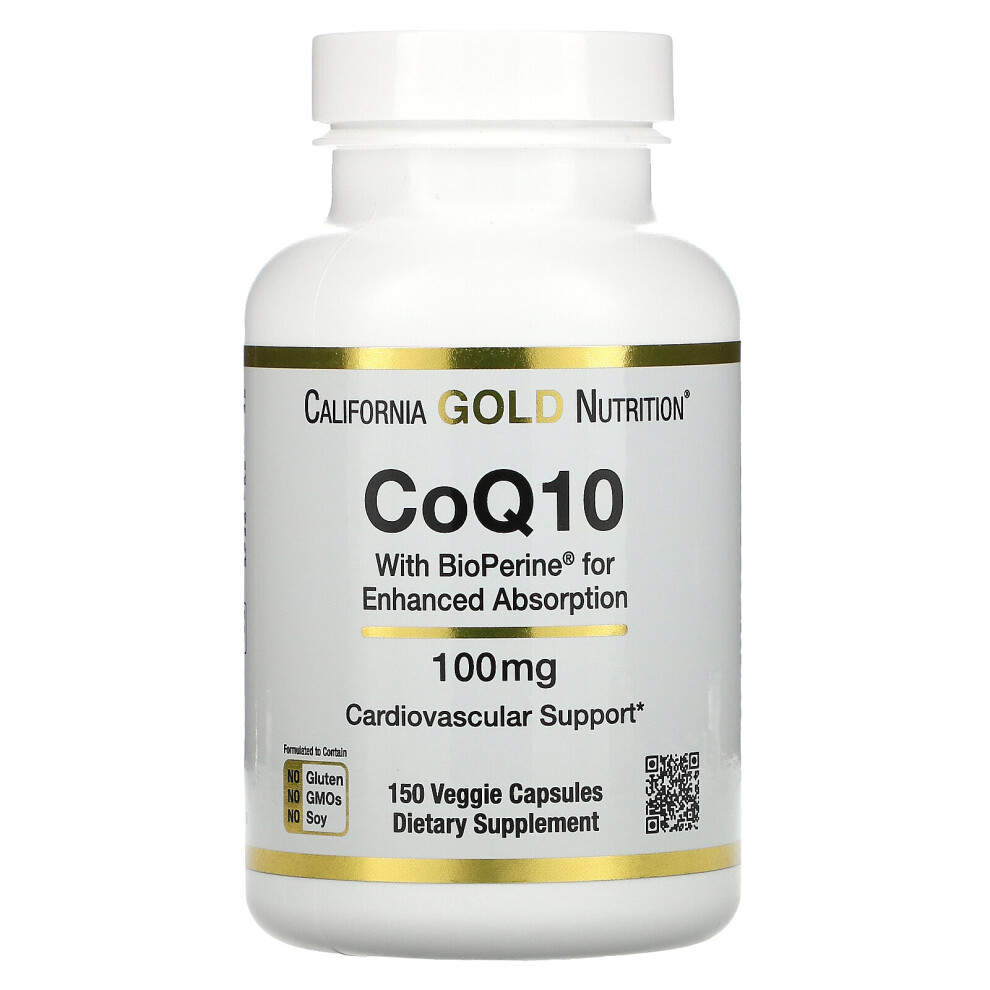 California Gold Nutrition Gold California Nutrition, Coq10 With Bioperine, 100 Mg, 150 Veggie Capsules