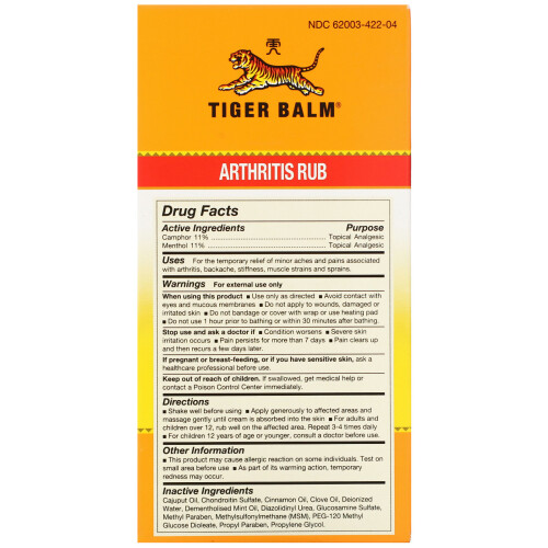 Tiger Balm, Friction Arthrite, Sans Alcool, 4 fl oz (113 ml) 2