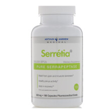 Arthur Andrew Medical, Serretia, Serrapeptase Pure, 250 000 USP, 180 Gélules (125 000 USP par Gélule)