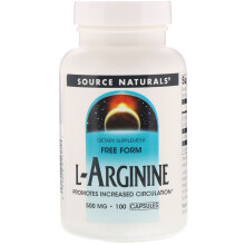 Source Naturals, L-Arginine, Forme Libre, 500 mg, 100 Gélules
