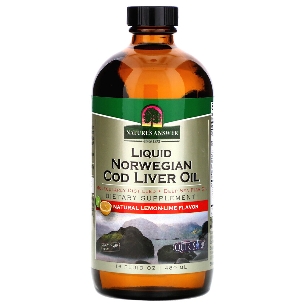 Nature's Answer , Liquid Norwegian Cod Liver Oil, Natural Lemon-Lime Flavor, 16 Fl Oz (480 Ml)