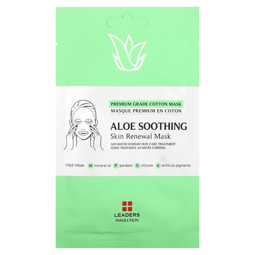 Leaders , Aloe Soothing Skin Renewal Beauty Mask, 1 Sheet, 0.84 Fl Oz (25 Ml)