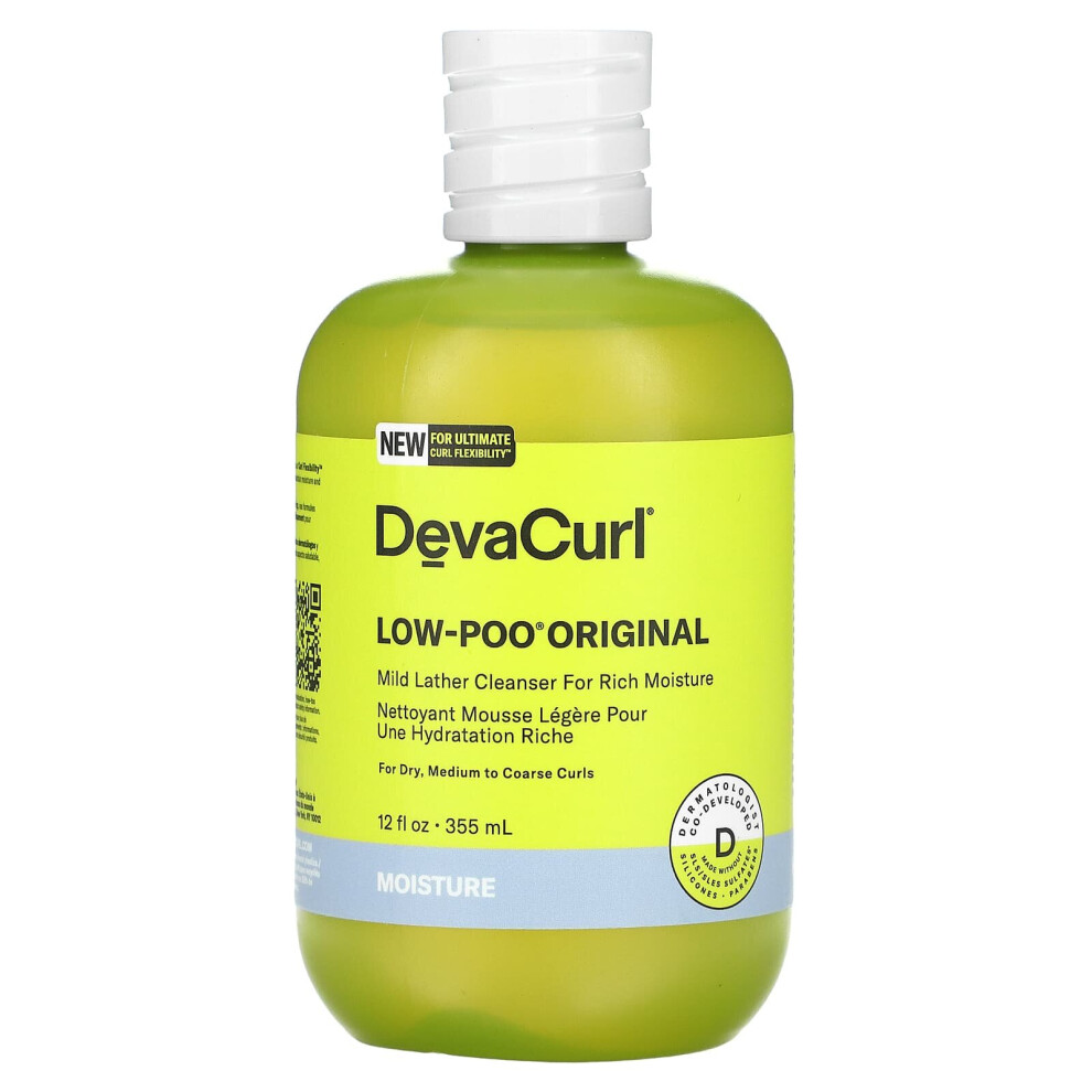 Devacurl , Low-Poo Original, Mild Lather Cleanser For Rich Moisture, For Dry, Medium To Coarse Curls, 12 Fl Oz (355 Ml)