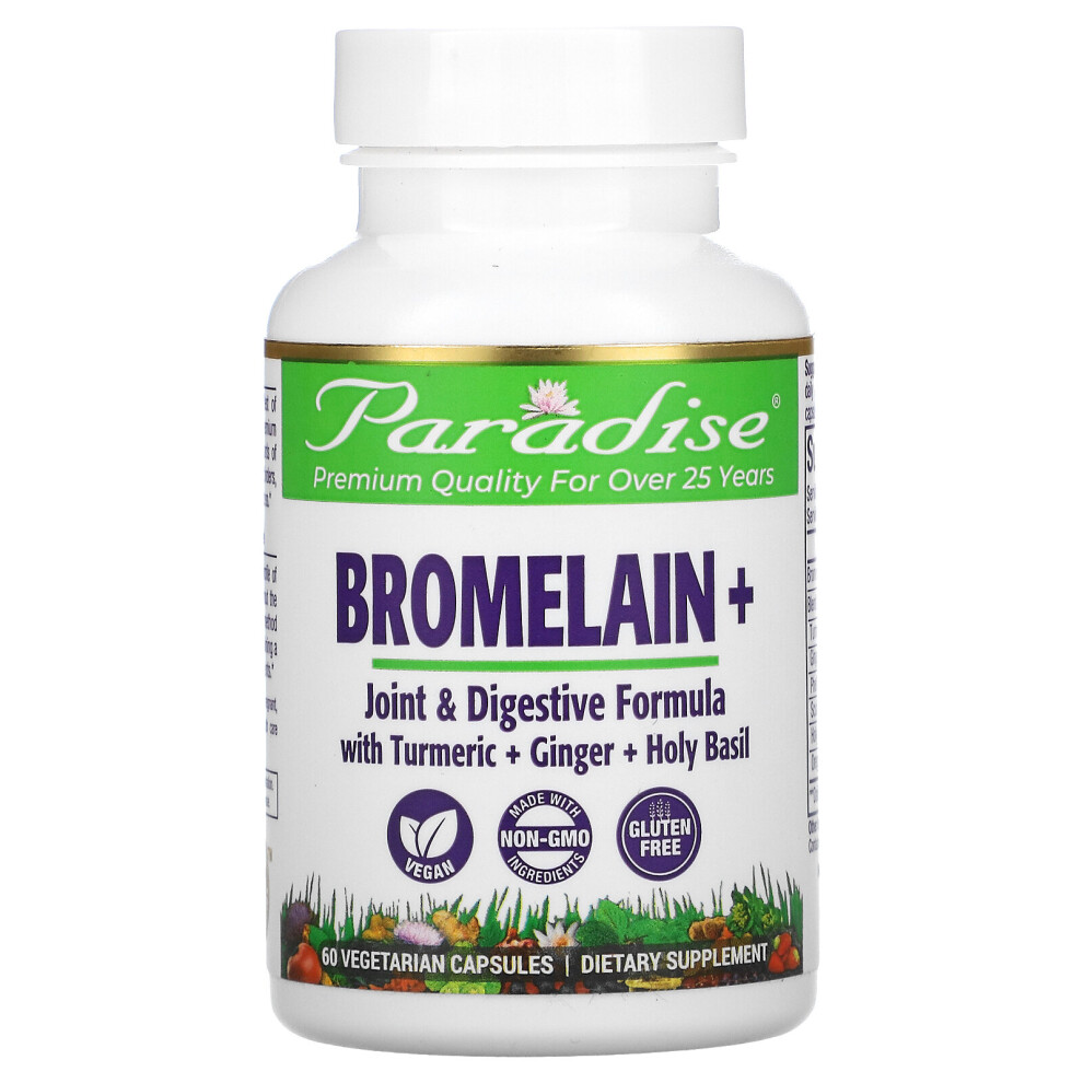 Paradise Herbs , Bromelain+, 60 Vegetarian Capsules