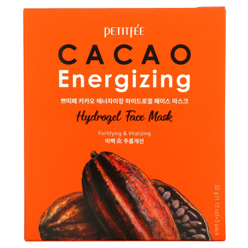 Petitfee, Cacao Energizing Hydrogel Beauty Face Mask, 5 Pack, 1,12 oz (32 g)