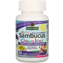 Nature's Answer, Kinder Sambucus Kautabletten, Schwarzer Holunder + Vitamin C und Zink, 45 Kautabletten