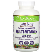 Paradise Herbs, Earth's Blend, Ein Tägliches Superfood Multi-Vitamin mit Eisen, 120 Vegetarische Kapseln