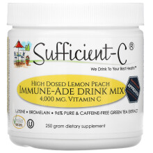 Sufficient C, Hochdosiertes Immune-Ade Getränkepulver, Zitrone-Pfirsich, 250 g