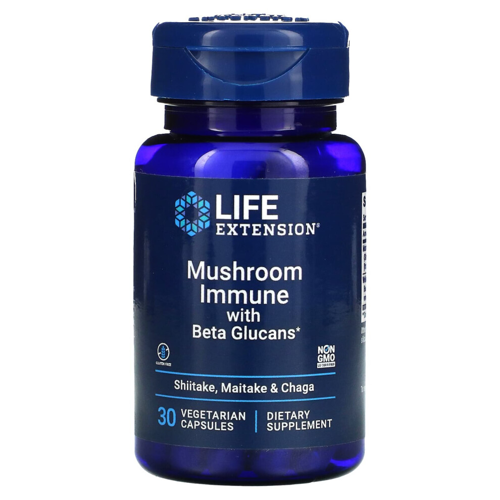Life Extension , Mushroom Immune With Beta Glucans, 30 Vegetarian Capsules