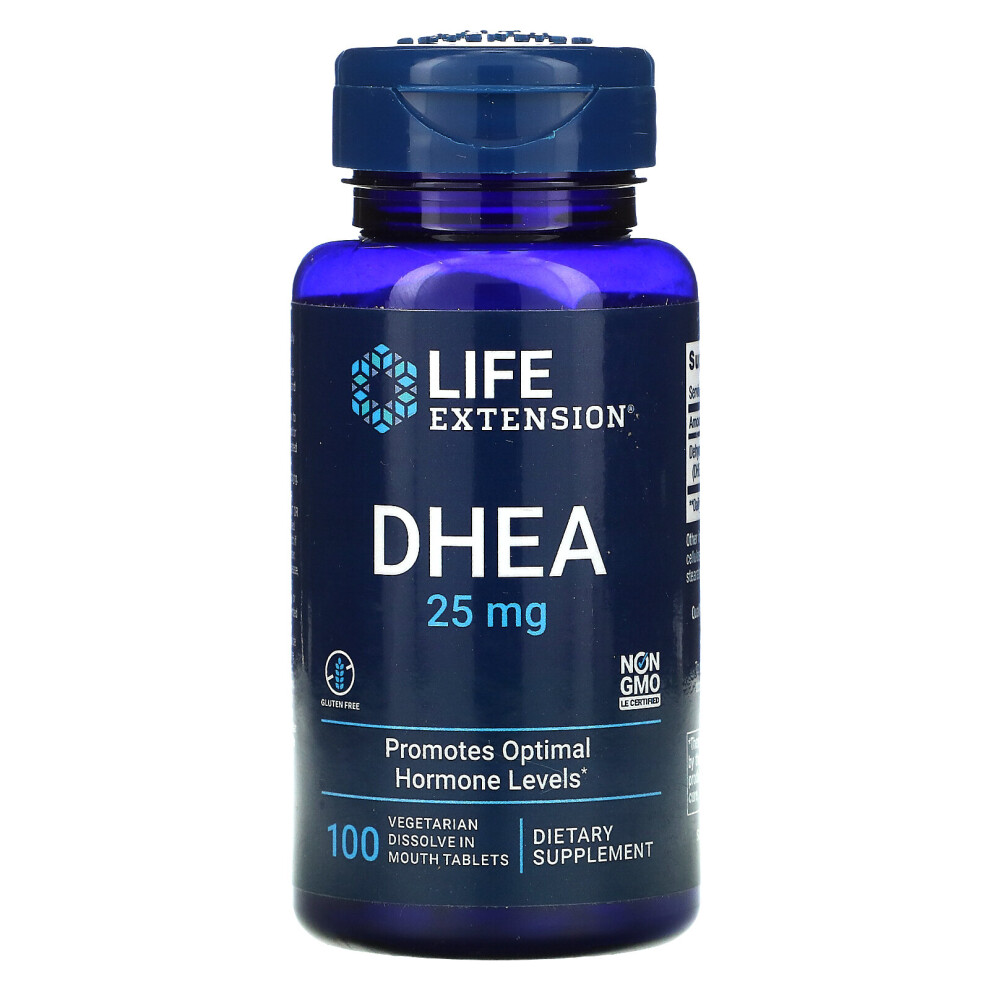 Life Extension, DHEA, 25 mg, 100 Vegetarian Dissolve in Mouth Tablets