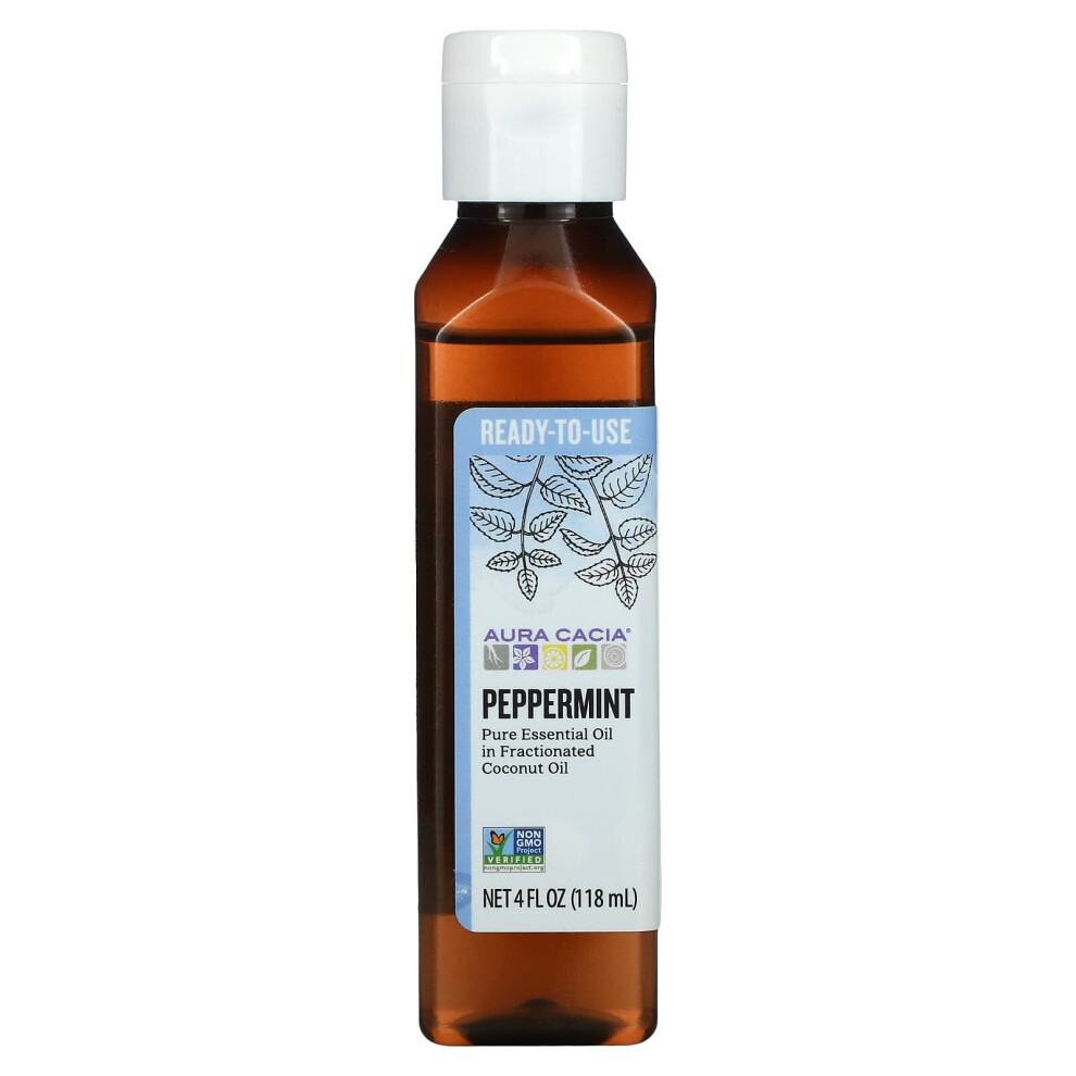 Aura Cacia Gebrauchsfertiges Therisches Pfefferminz L In Fraktioniertem Kokos L | Gc/Ms-Gepr Ft Auf Reinheit | 118 Ml-image