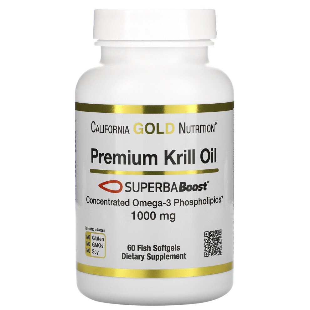 California Gold Nutrition Gold California Nutrition, Superbaboost Premium Krill Oil, 1000 Mg, 60 Softgels