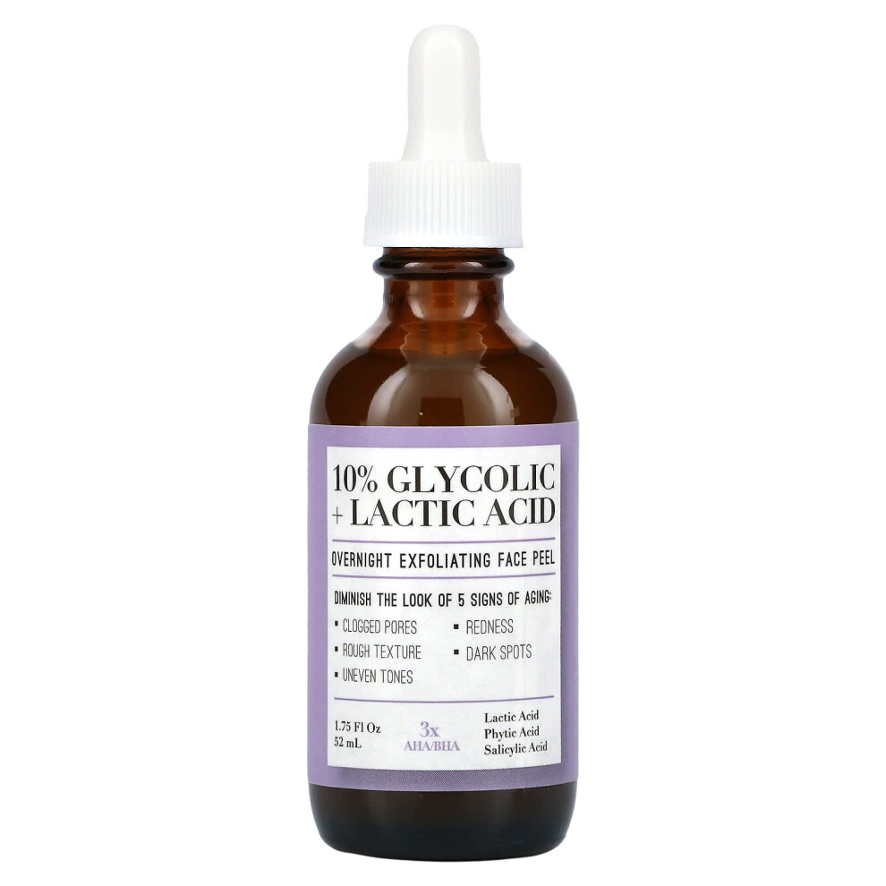 Medix 5.5 , 10% Glycolic + Lactic Acid, Overnight Exfoliating Face Peel, 1.75 Fl Oz (52 Ml)