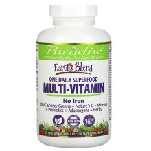 Paradise Herbs, Earth's Blend, Ein Tägliches Superfood Multi-Vitamin, Ohne Eisen, 120 Vegetarische Kapseln