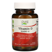 Pure Essence, Vitamin-D, 2.000 IE, 30 Vegi-Kapseln