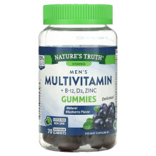 Nature's Truth, Multivitamines Hommes + B-12, D3, Zinc, Myrtille Naturelle, 70 Gommes Végétariennes