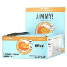 JiMMY!, Be Well Bars With Benefits, Immune Citrus Burst, 12 Protein Bars, 1.58 oz (45 g) Each