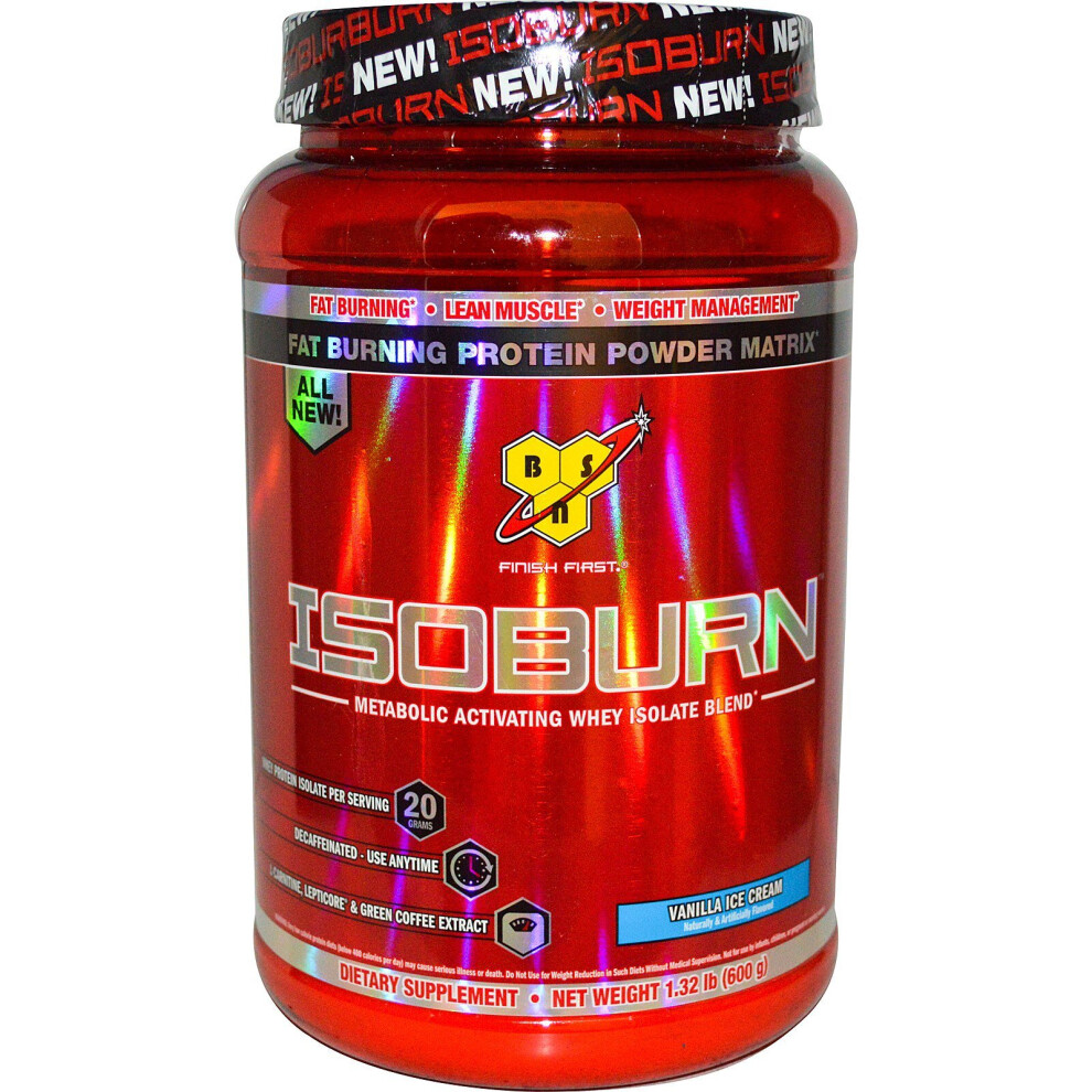 BSN, Isoburn, Metabolic Activating Whey Isolate Blend, Vanilla Ice Cream, 1.32 lb (600 g)