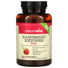 NatureWise, Himbeerketone Plus+, 120 Vegane Kapseln