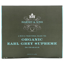 Harney & Sons, Thé Noir, Earl Grey Suprême Bio, 50 Sachets de Thé, 3,17 oz (90 g)