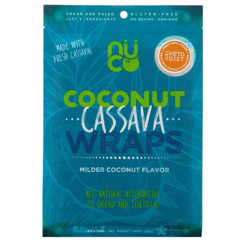 NUCO, Wraps de Noix de Coco et Manioc, Noix de Coco Plus Douce, 5 Comptes, 1,94 oz (55 g)