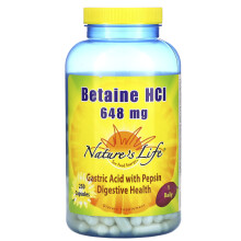 Nature's Life, Bétaïne HCl, 648 mg, 250 Capsules