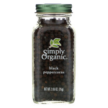 Simply Organic, Schwarze Pfefferkörner, 2.65 oz (75 g)