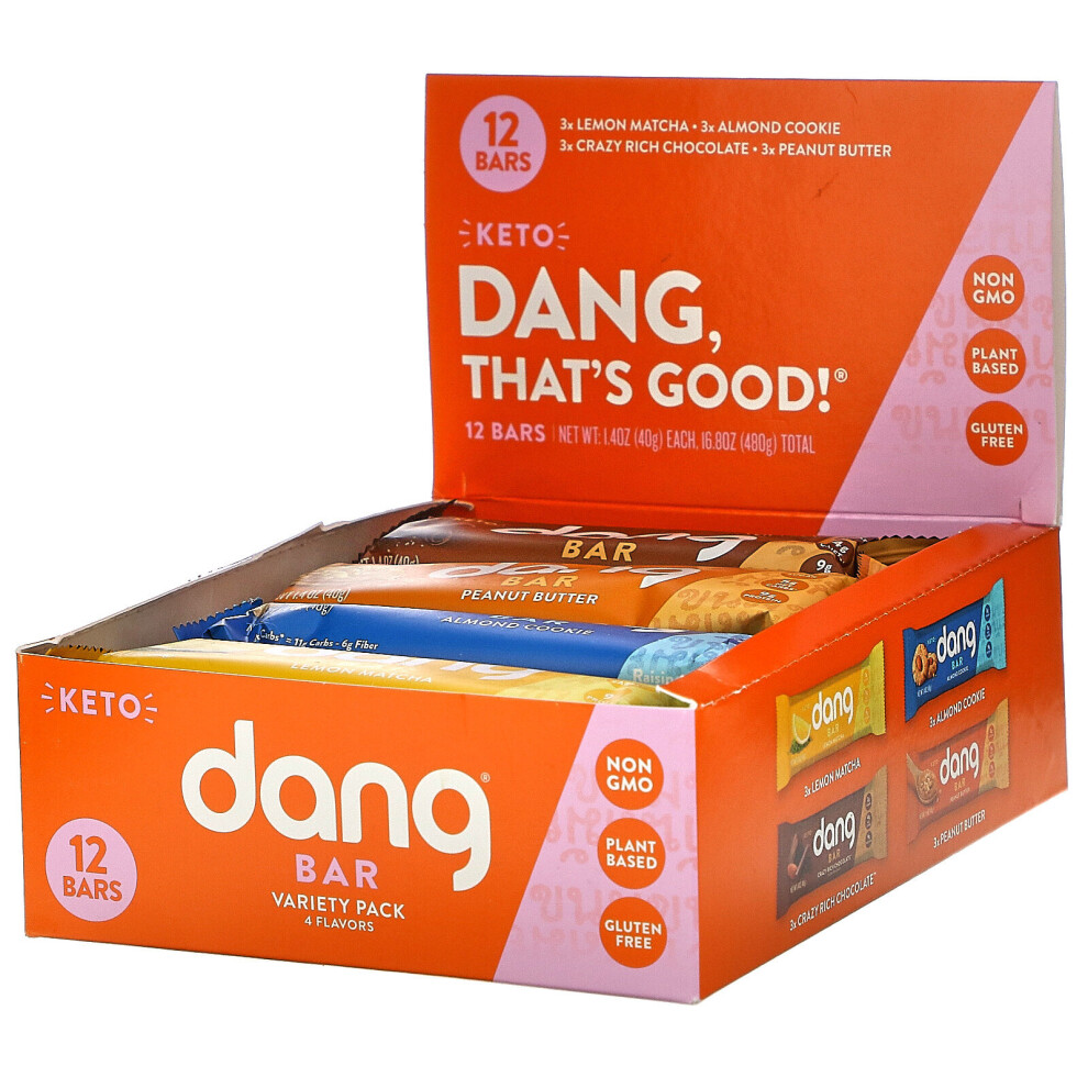 Dang Foods Llc Dang, Keto Bar Variety Pack, 12 Bars, 1.4 Oz (40 G) Each
