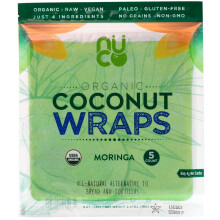 NUCO, Wraps de Noix de Coco Biologiques, Moringa, 5 Wraps (14 g) Chacun