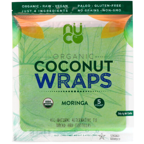 NUCO, Bio Kokos Wraps, Moringa, 5 Wraps je 14 g