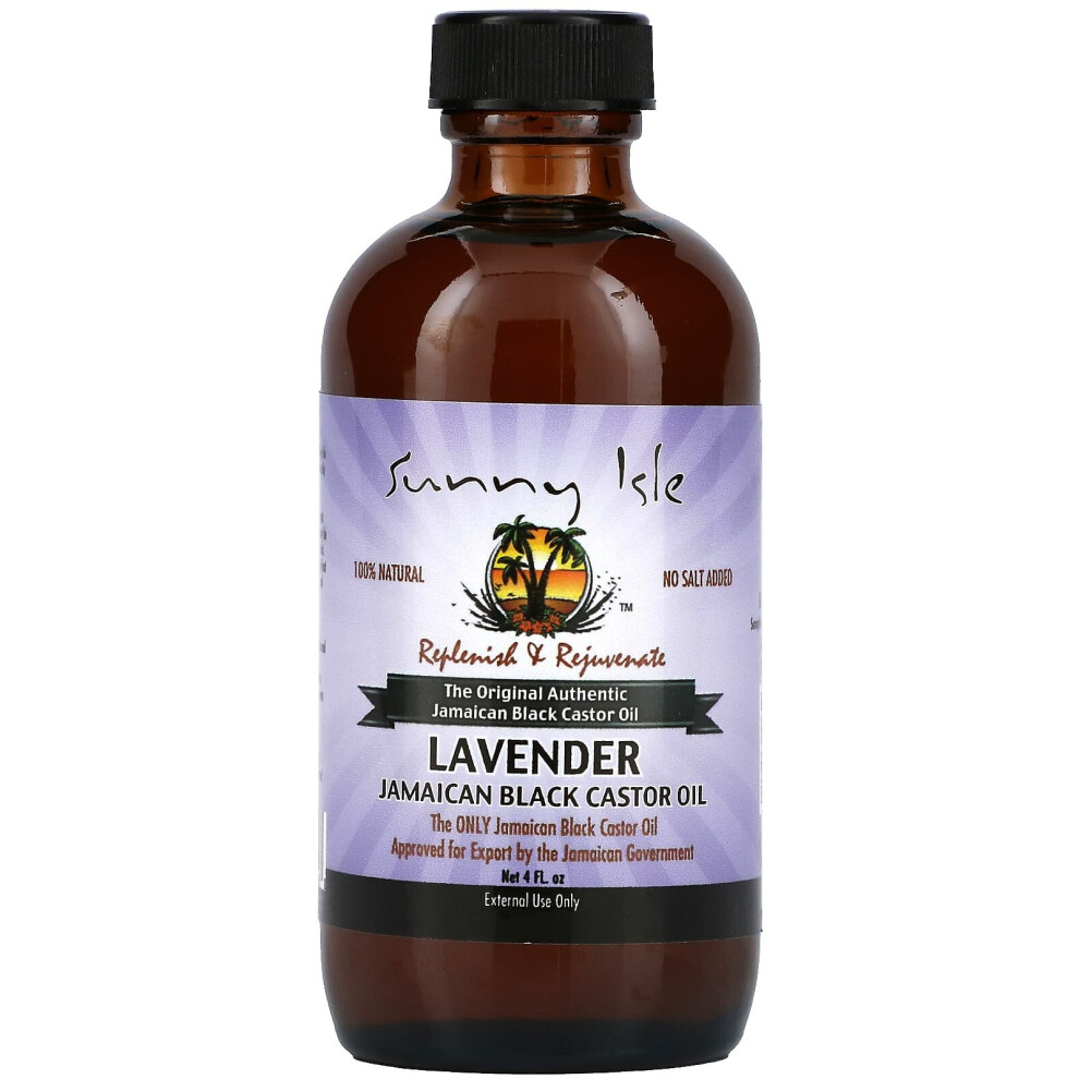 Sunny Isle Black/Lavender 100% Natural Jamaican Castor Oil, 4 Fl Oz