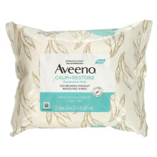 Aveeno, Calm + Restore, Nourishing Makeup Removing Wipes, Fragrance-Free, 25 Wipes