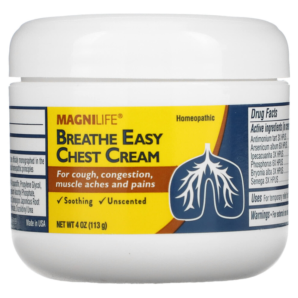 Magnilife , Breathe Easy Chest Cream, Unscented, 4 Oz (113 G)