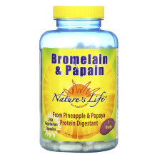 Nature's Life, Bromélaïne et Papaïne, 250 Capsules Végétariennes