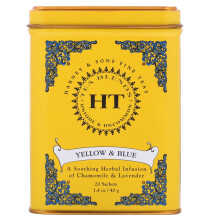 Harney & Sons, Mélange de Thé HT, Jaune et Bleu, Camomille et Lavande, Sans Caféine, 20 Sachets, 1,4 oz (40 g)