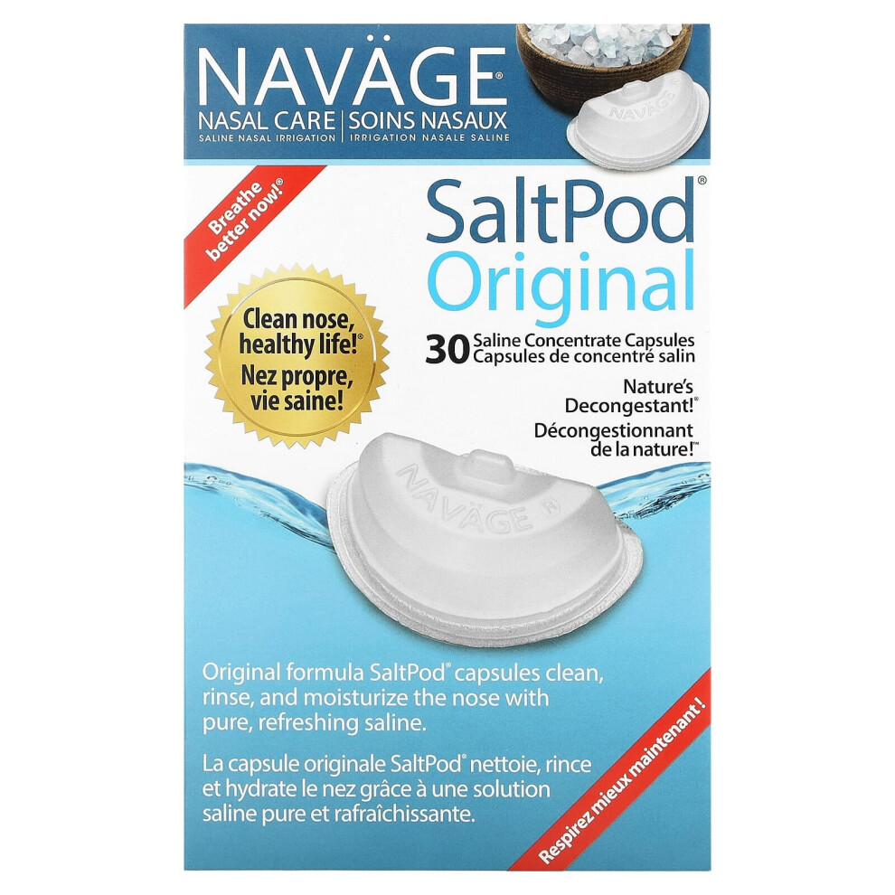 Navage , Nasal Care, Saline Nasal Irrigation, Saltpod Original, 30 Saline Concentrate Capsules