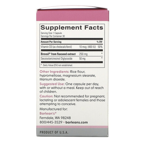 Barlean's, Extrait de Lignanes Végétales Brevail, 30 Capsules 1