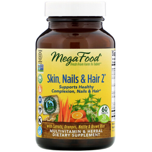 MegaFood, Peau, Ongles & Cheveux 2, 60 Comprimés
