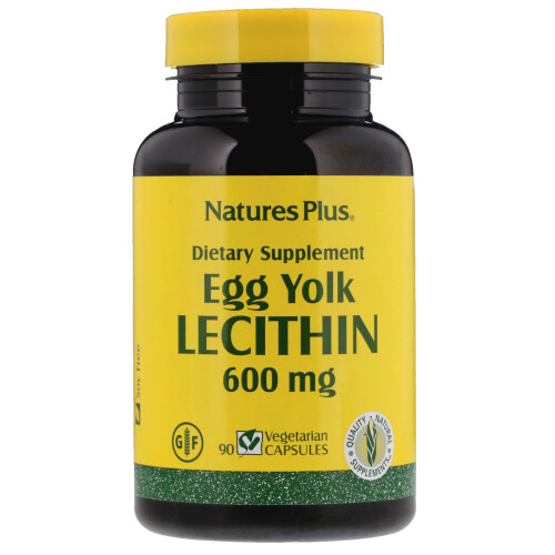 NaturesPlus, Eigelb-Lecithin, 600 mg, 180 Kapseln (300 mg pro Kapsel)