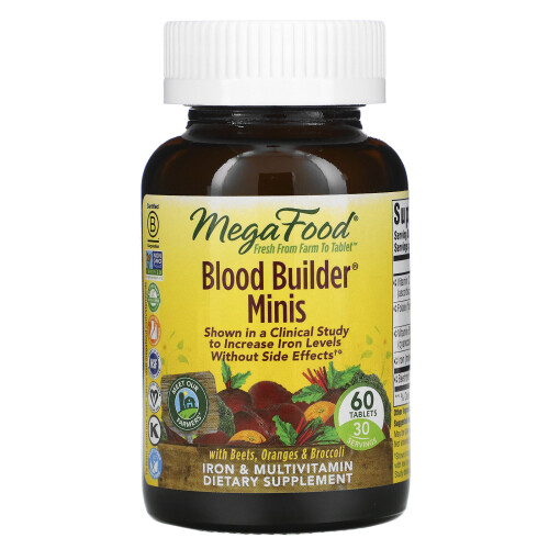 MegaFood, Blut-Builder Minis, Eisen, 60 Tabletten