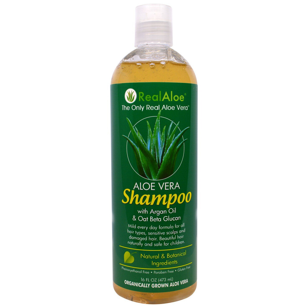 Real Aloe Inc. Real Aloe, Aloe Vera Shampoo With Argan Oil & Oat Beta Glucan, 16 Fl Oz (473 Ml)