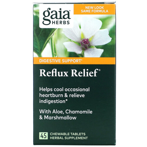 Gaia Herbs, Reflux Linderung, 45 Kautabletten